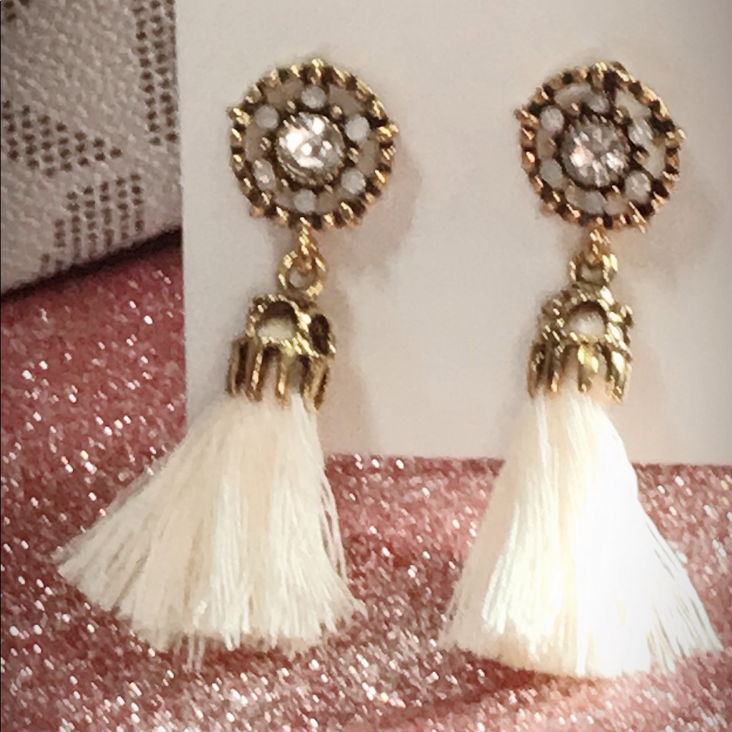 Fashion Earrings Beige Fringe 12$